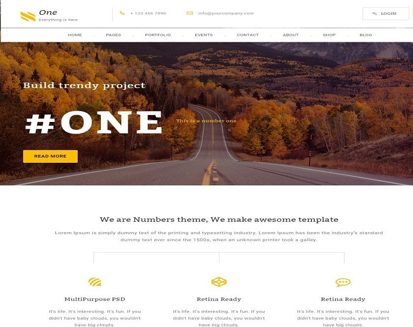 One - Business Agency events WooCommerce WordPress Theme
