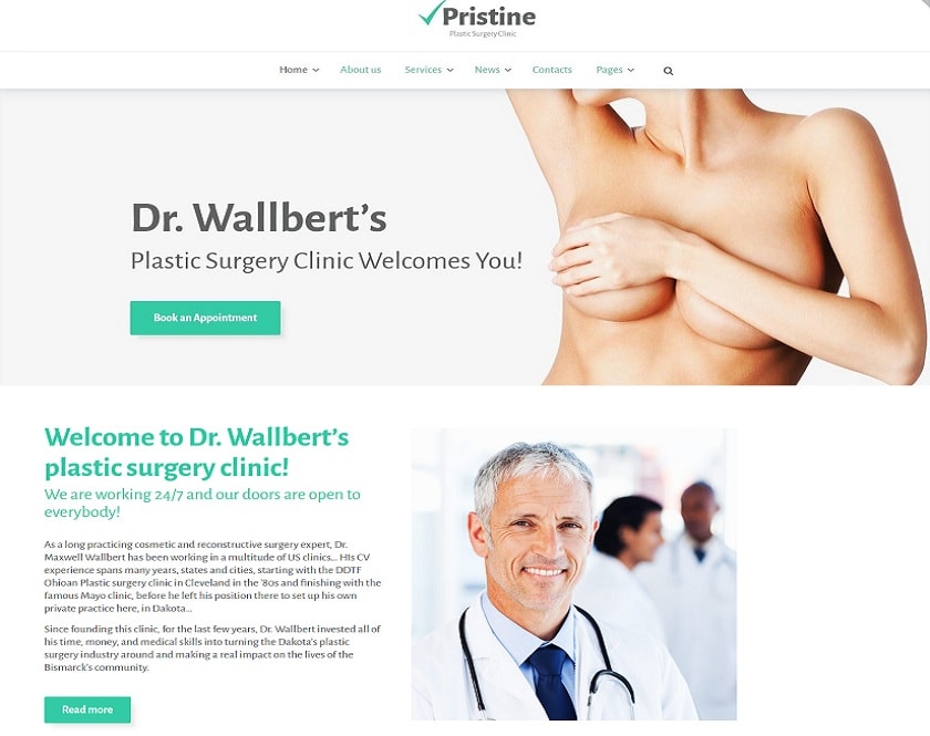 Pristine - Plastic Surgery WordPress Theme