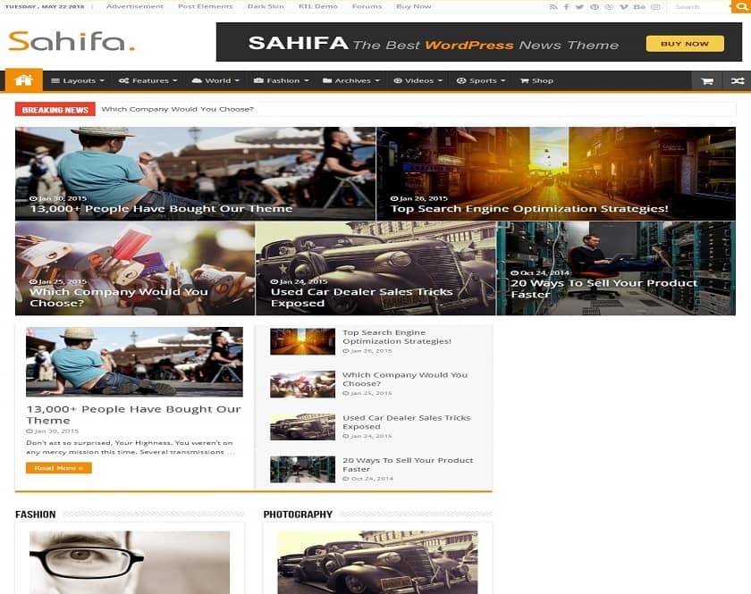 Sahifa - Responsive WordPress News, Magazine and Blog Theme