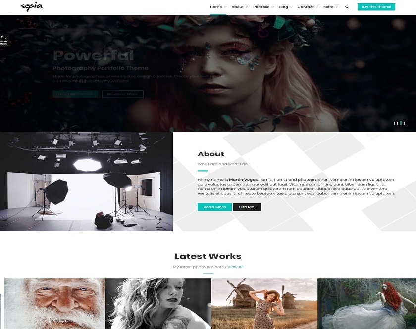 Sepia - Photography Portfolio WordPress Theme