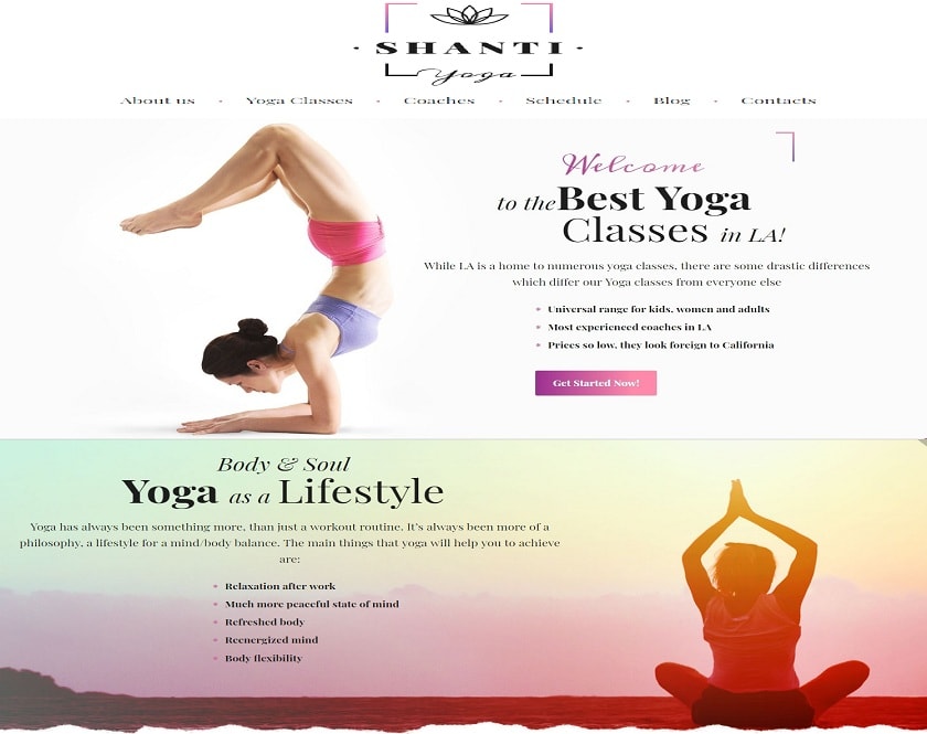 Shanti - yoga Studio WordPress Theme