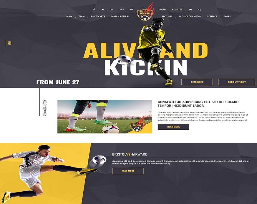 Soccer - WordPress theme particularly intended for Soccer and Football clubs