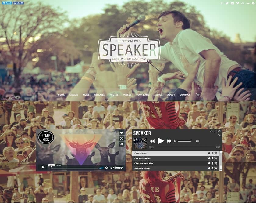 Speaker - One Page Music WordPress Theme