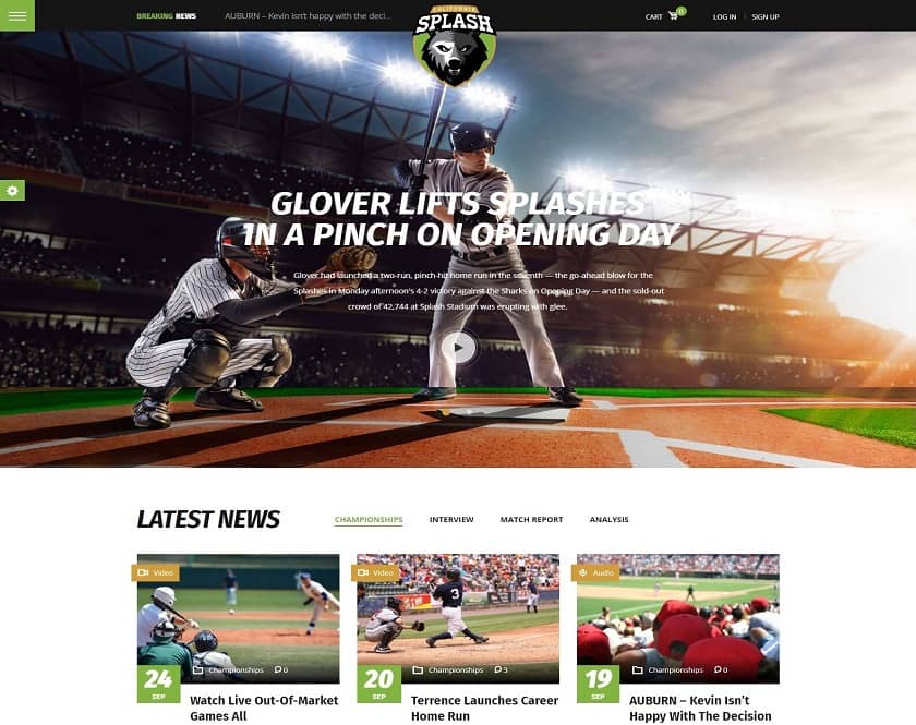 Splash - WordPress theme  for pro, novice and group football, soccer, b-ball and baseball clubs