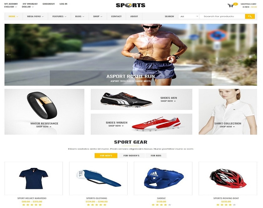 Sport Shop - Sporting Club RTL WooCommerceWordPress Theme