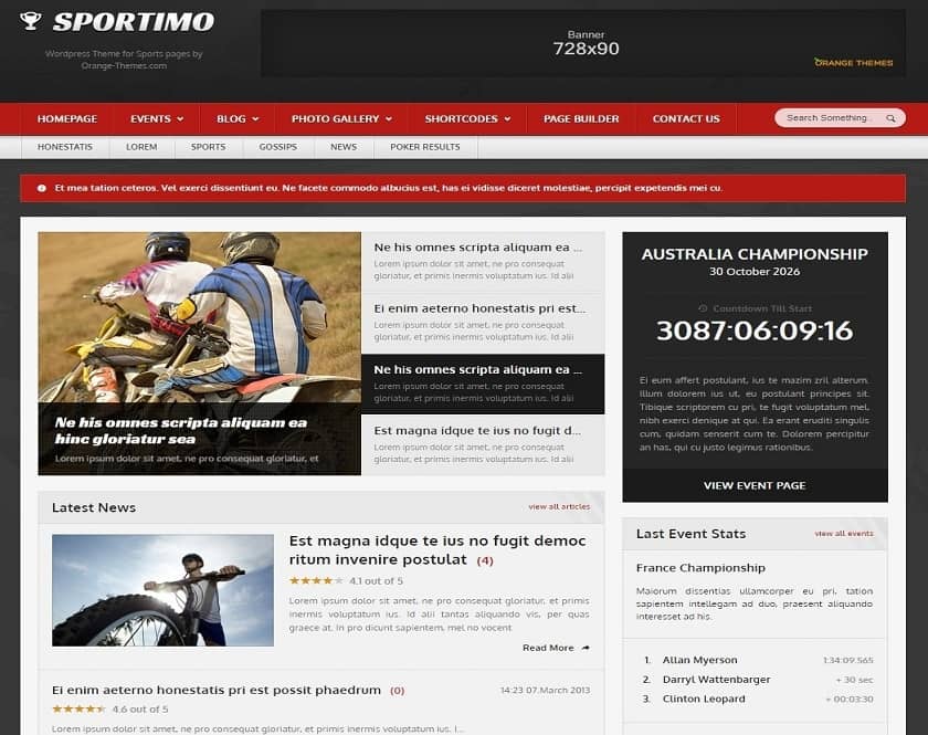 Sportimo - WordPress theme reasonable for game or game occasion sites