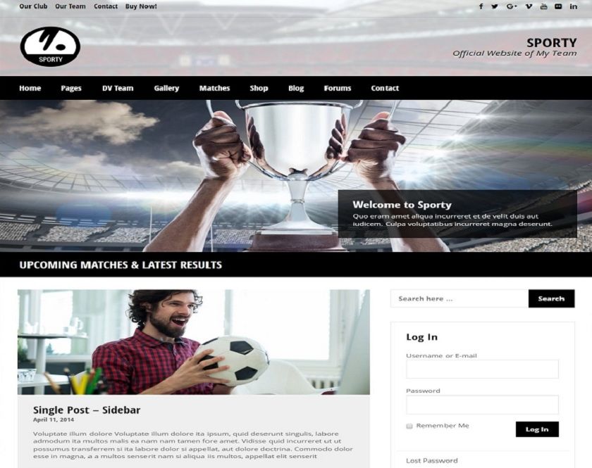 Sporty - Responsive WordPress brandish club theme