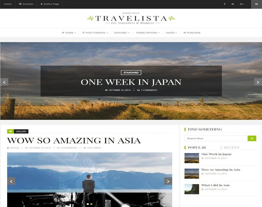 Travelista - Blog theme planned and created for movement bloggers