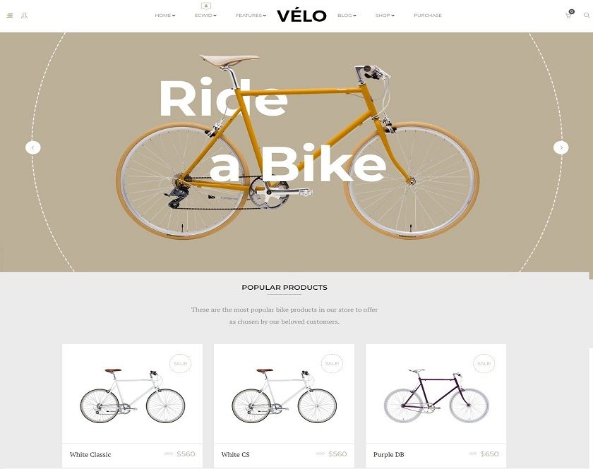 Velo - Bicycle Store Responsive Business wordpress Theme